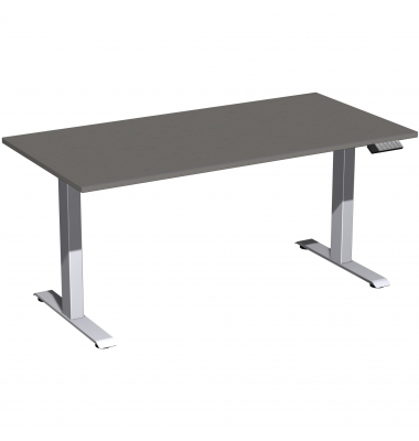 Schreibtisch Elevate Plus, elektrisch h&ouml;henverstellbar, 63-128cm (H), 160x80cm (BxT), rechteckig, onyx / silber