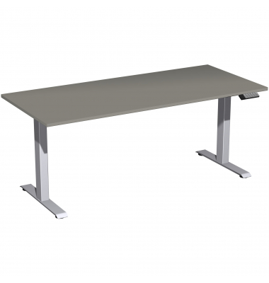 Schreibtisch Elevate Plus, elektrisch h&ouml;henverstellbar, 63-128cm (H), 180x80cm (BxT), rechteckig, onyx / silber