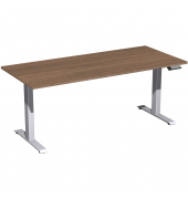 Schreibtisch Elevate Plus, elektrisch h&ouml;henverstellbar, 63-128cm (H), 180x80cm (BxT), rechteckig, nussbaum / silber