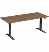 Schreibtisch Elevate Plus, elektrisch h&ouml;henverstellbar, 63-128cm (H), 180x80cm (BxT), rechteckig, nussbaum / anthrazit