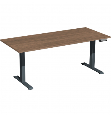Schreibtisch Elevate Plus, elektrisch h&ouml;henverstellbar, 63-128cm (H), 180x80cm (BxT), rechteckig, nussbaum / anthrazit