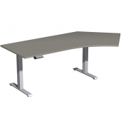 Schreibtisch Elevate Plus, elektrisch h&ouml;henverstellbar, 63-128cm (H), 216,6x113cm (BxT), Freiform, onyx / silber