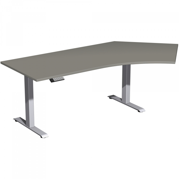4038933545844 - Schreibtisch Elevate Plus N-08K1616-OS elektrisch höhenverstellbar 63-128cm (H) Freiform onyx   silber 4038933545844 Geramöb