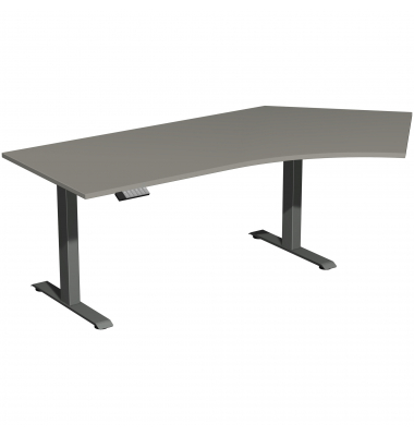 Schreibtisch Elevate Plus, elektrisch h&ouml;henverstellbar, 63-128cm (H), 216,6x113cm (BxT), Freiform, onyx / anthrazit