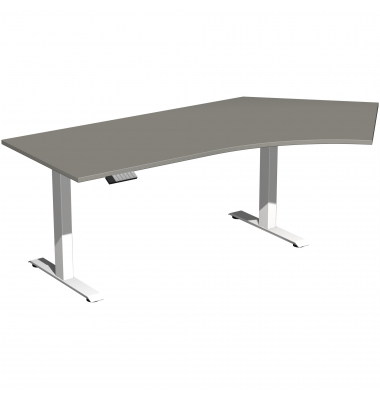Schreibtisch Elevate Plus, elektrisch höhenverstellbar, 63-128cm (H), 216,6x113cm (BxT), Freiform, onyx / weiß