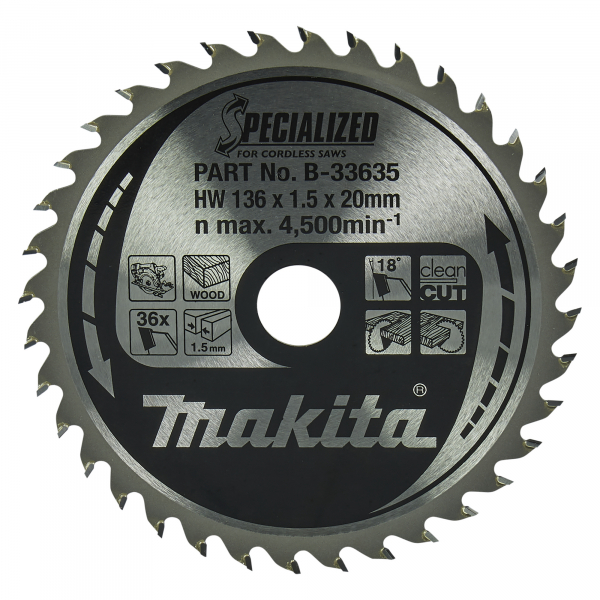 0088381422529 - makita B-33635 SPECIALIZED Kreissägeblatt 1360 mm 36 Zähne 1 St