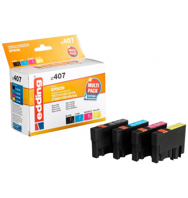 Druckerpatrone EDD-407 18-407-01 (Epson EDD-407), schwarz/cyan/magenta/gelb, ca. 1x 255 Seiten schwarz, ca. 3 x 355 Seiten farbi