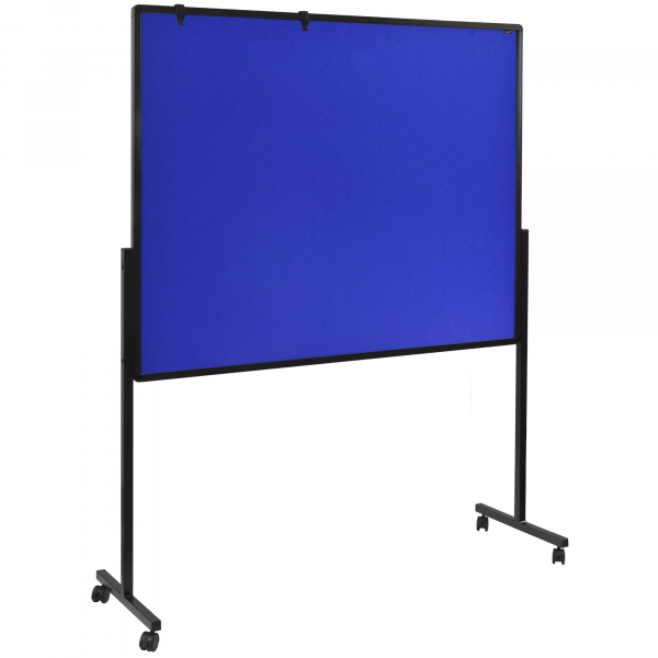 8713797110938 - PREMIUM mobiles Multiboard XL Pinnboard und Whiteboard mit Rollen B 1200 x H 1500 mm blau inkl Klick-Papierhaken