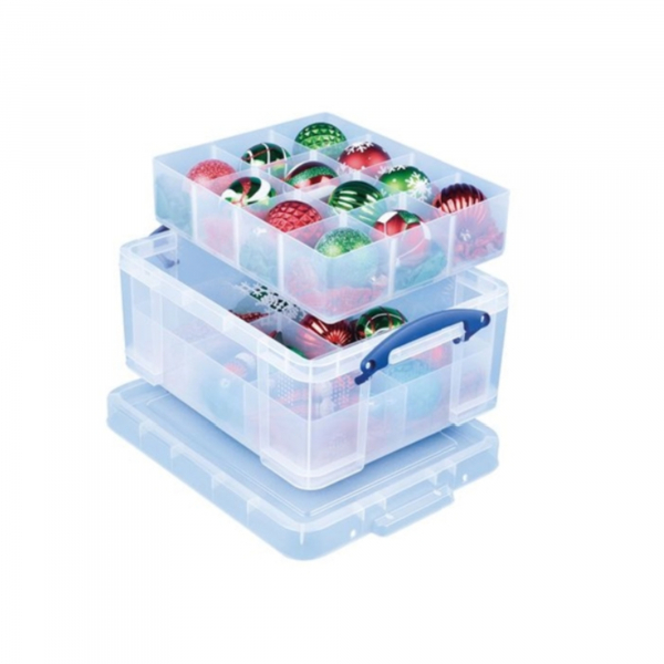 Really Useful Box Aufbewahrungsbox 21C+2TRAY, 21 Liter, mit Deckel, außen 450x350x200mm, Kunststoff transparent 5060231633359 Really Useful Box