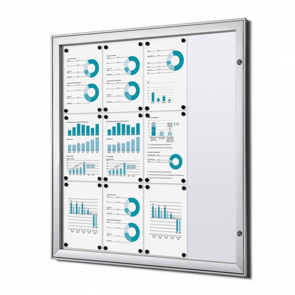 8595578316582 - SHOWDOWN Abschließbarer Schaukasten Magnetisch 961 (B) x 1004 (H) cm Silber 12 x DIN A4