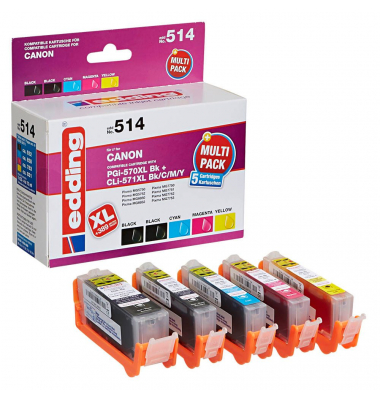 Druckerpatrone EDD-514 18-514-01 (Epson EDD-514), 2x schwarz/cyan/magenta/gelb, ca. 2x 770 Seiten schwarz, ca. 3 x 870 Seiten fa