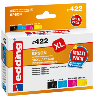Druckerpatrone EDD-422 18-422-01 (Epson EDD-422), schwarz/cyan/magenta/gelb, ca. 4 x 500 Seiten