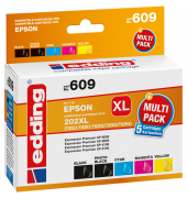 Druckerpatrone EDD-609 18-609-01 (kompatibel zu Epson EDD-609), schwarz/cyan/magenta/gelb, ca.1x  550 Seiten schwarz, ca. 3 x 65