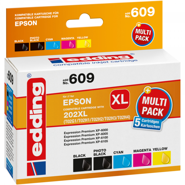 4057305064356 - Tintenpatrone 18-609-01 wie Epson 202XL sw für swcmy 5St 4057305064356 5 Stück