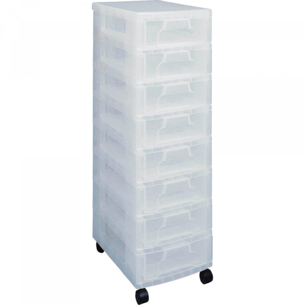 5060231633441 - Aufbewahrungsbox Turm mit Rollen DT3441 8x7 Liter mit Deckel außen 420x300x925mm Polypropylen (PP) transparent 5060231633441