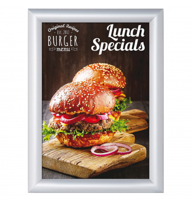 Plakat-Klapprahmen, KRA4G25, silber, A4, 25mm Profil, Aluminiumrahmen