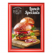 Plakat-Klapprahmen Standard, KRA4G25C3020, rot, A4, Aluminiumrahmen