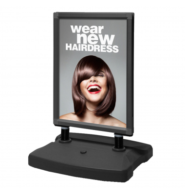 Kundenstopper Windtalker City WTRA1BLK, Din A1, Din A1, Klemmprofiltechnik, Rollen, schwarz