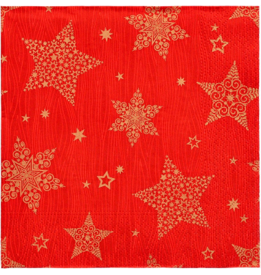 Servietten 88655, rot/gold / Christmas Shine red, 3-lagig, 33x33cm