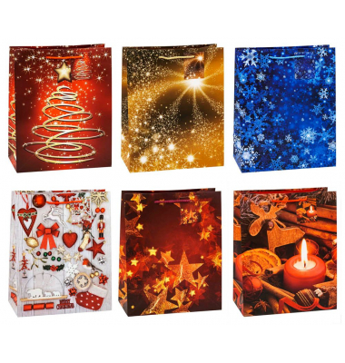 Geschenktasche 83318-SG Weihnachten Serie 8, Weihnachten, Kunststoffkordel mit Karte, 6 Motive sortiert, 26cm x 32cm Geschenktasche 83318-SG Weihnachten Serie 8, Weihnachten, Kunststoffkordel mit Karte, 6 Motive sortiert, 26cm x 32cm