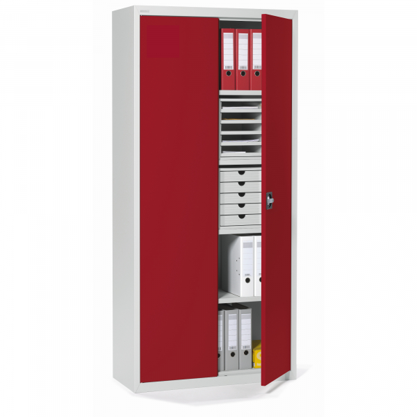4003969161818 - Flügeltürenschrank 820202030 abschließbar 5 OH rubinrot lichtgrau 92x195x42cm (BxHxT) 4003969161818 Soennecken