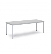 Konferenztisch BASE-MODUL Q, 72cm (H), 200x80cm (BxT), 6 Personen, rechteckig, lichtgrau / silber