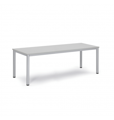 Konferenztisch BASE-MODUL Q, 72cm (H), 200x80cm (BxT), 6 Personen, rechteckig, lichtgrau / silber