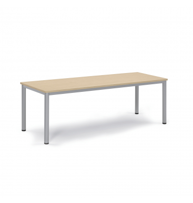 Konferenztisch BASE-MODUL Q, 72cm (H), 200x80cm (BxT), 6 Personen, rechteckig, ahorn / silber