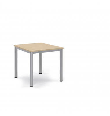 Konferenztisch BASE-MODUL Q 810076379, 72cm (H), 80x80cm (BxT), bis 4 Personen, quadratisch, ahorn / silber