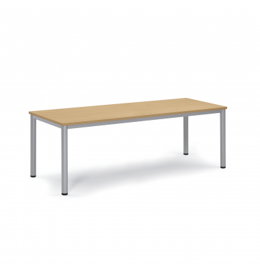 Konferenztisch BASE-MODUL Q, 72cm (H), 200x80cm (BxT), 6 Personen, rechteckig, buche / silber
