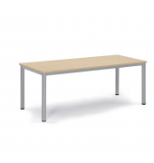 Konferenztisch BASE-MODUL Q, 72cm (H), 180x80cm (BxT), 6 Personen, rechteckig, ahorn / silber