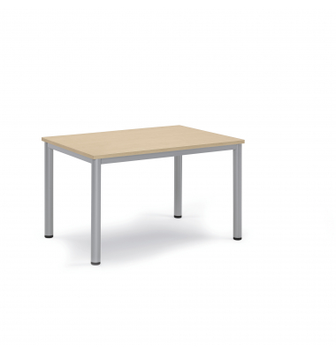 Konferenztisch BASE-MODUL Q, 72cm (H), 120x80cm (BxT), bis 6 Personen, rechteckig, ahorn / silber