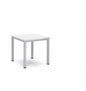 Konferenztisch BASE-MODUL Q 810076301, 72cm (H), 80x80cm (BxT), bis 4 Personen, quadratisch, weiß / silber