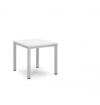 Konferenztisch BASE-MODUL Q, 72cm (H), 80x80cm (BxT), bis 4 Personen, quadratisch, wei&szlig; / silber