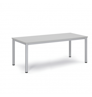 Konferenztisch BASE-MODUL Q, 72cm (H), 180x80cm (BxT), 6 Personen, rechteckig, lichtgrau / silber