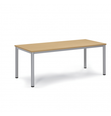 Konferenztisch BASE-MODUL Q, 72cm (H), 180x80cm (BxT), 6 Personen, rechteckig, buche / silber
