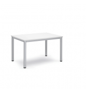 Konferenztisch BASE-MODUL Q, 72cm (H), 120x80cm (BxT), 6 Personen, rechteckig, wei&szlig; / silber