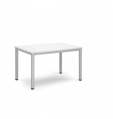 Konferenztisch BASE-MODUL Q, 72cm (H), 120x80cm (BxT), bis 6 Personen, rechteckig, wei&szlig; / silber