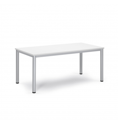 Konferenztisch BASE-MODUL Q, 72cm (H), 160x80cm (BxT), 4-6 Personen, rechteckig, wei&szlig; / silber