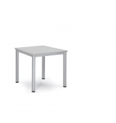 Konferenztisch BASE-MODUL Q, 72cm (H), 80x80cm (BxT), 4 Personen, quadratisch, lichtgrau / silber
