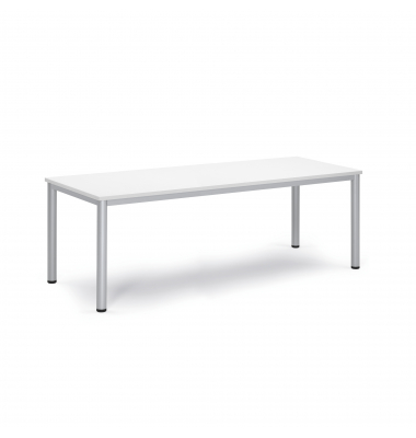 Konferenztisch BASE-MODUL Q 810076201, 72cm (H), 200x80cm (BxT), 6 Benutzer, rechteckig, weiß / silber