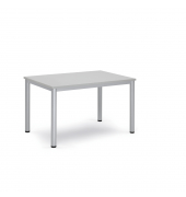 Konferenztisch BASE-MODUL Q, 72cm (H), 120x80cm (BxT), 6 Personen, rechteckig, lichtgrau / silber