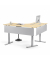 Schreibtisch FLEX MODUL, elektrisch h&ouml;henverstellbar, 60,5-125,5cm (H), 180/140x80cm (BxT), Freiform, ahorn / silber
