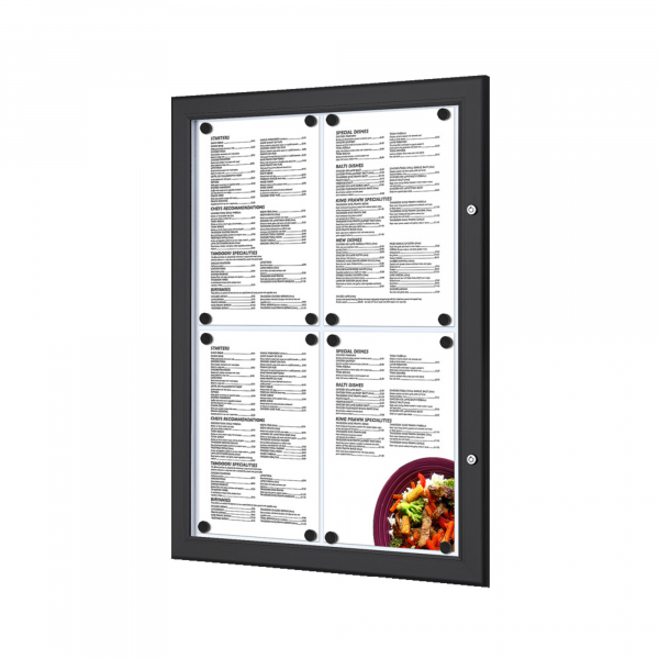 8596052042898 - SHOWDOWN Menütafel Magnetisch A4 Wandmontage mit Schrauben Abschließbar 505 (B) x 679 (H) cm Schwarz
