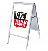 Kundenstopper Take Away ZPA1G32MEI187, Din A1, Din A1, mit Vordruck-Poster, silber