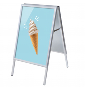 Kundenstopper Eis ZPA1G32MEI204, Din A1, Din A1, mit Vordruck-Poster, silber