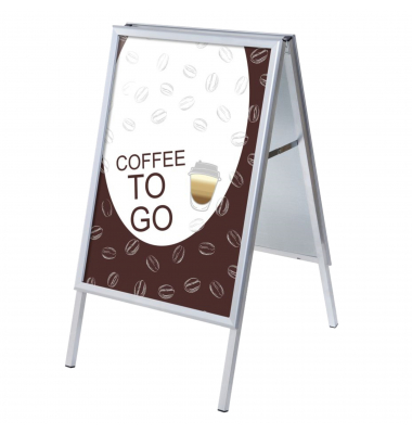 Kundenstopper Coffee to go ZPA1G32MEI205, A1, Din A1, mit Vordruck-Poster, silber