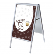 Kundenstopper Kaffee to go ZPA1G32MEI206, Din A1, Din A1, mit Vordruck-Poster, silber