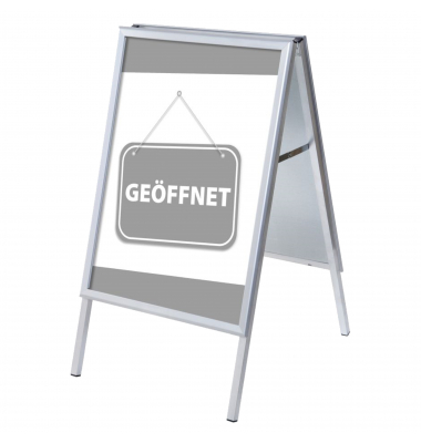 Kundenstopper Ge&ouml;ffnet ZPA1G32MEI216, Din A1, Din A1, mit Vordruck-Poster, silber