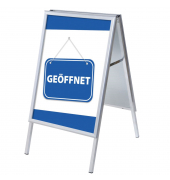 Kundenstopper Ge&ouml;ffnet ZPA1G32MEI219, Din A1, Din A1, mit Vordruck-Poster, silber